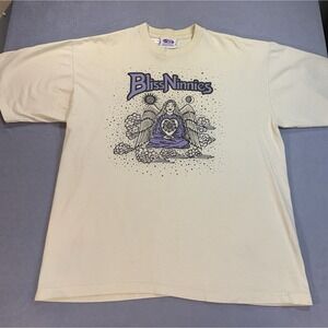 Vintage 90s Spiritual Graphic Tan Double Sided Yoga Meditation Tee Bliss XL